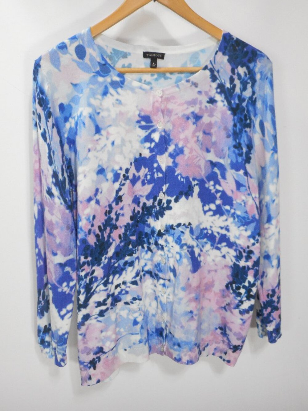 Talbots Women's size L Cardigan Sweater Long Sleeve Floral Multicolor Flowers